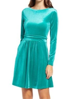 A26 Boden Green Long Sleeve Fit and Flare Dress